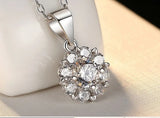 S925 Princess Snowflake Love Heart Pendant Necklace