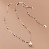 Sterling Silver Snake Bone Chain Baroque Pearl Necklace for Women