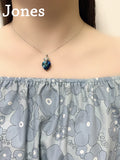 S925 Fox Pendant Necklace Sterling Silver Austrian Crystal Collarbone Chain
