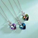 S925 Fox Pendant Necklace Sterling Silver Austrian Crystal Collarbone Chain