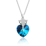 S925 Fox Pendant Necklace Sterling Silver Austrian Crystal Collarbone Chain