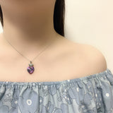 S925 Fox Pendant Necklace Sterling Silver Austrian Crystal Collarbone Chain