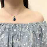 S925 Fox Pendant Necklace Sterling Silver Austrian Crystal Collarbone Chain