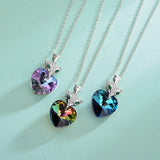 S925 Fox Pendant Necklace Sterling Silver Austrian Crystal Collarbone Chain