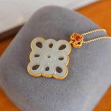 Gold-Plated Hetian Jade Chinese Knot Xiangyun Women's Ornament