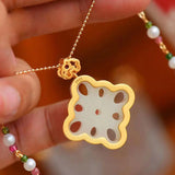 Gold-Plated Hetian Jade Chinese Knot Xiangyun Women's Ornament