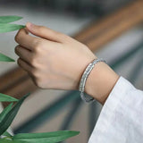 Retro Punk Woven Sterling Silver Bangles, Couple Jewelry Gift