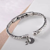 Retro Punk Woven Sterling Silver Bangles, Couple Jewelry Gift