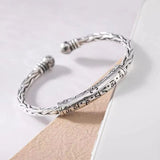 Retro Punk Woven Sterling Silver Bangles, Couple Jewelry Gift