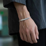 Retro Punk Woven Sterling Silver Bangles, Couple Jewelry Gift