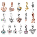 S925 Sterling Silver Magic Lamp Double Heart Bee Pendant Charm