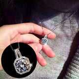 S925 Sterling Silver Crystal Zircon Pendant Necklace Lady Strap Jewelry