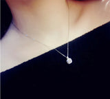S925 Sterling Silver Crystal Zircon Pendant Necklace Lady Strap Jewelry