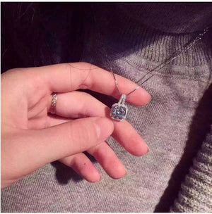 S925 Sterling Silver Crystal Zircon Pendant Necklace Lady Strap Jewelry