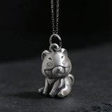 Sterling Silver Dog Pendant Necklace Retro Style Jewelry
