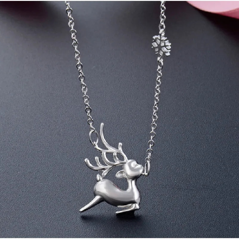 S925 Deer Pendant Clavicle Necklace Ladies Jewelry