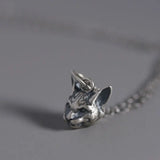 S925 Silver Kitten Head Cat Pendant Necklace Hand Strap Jewelry