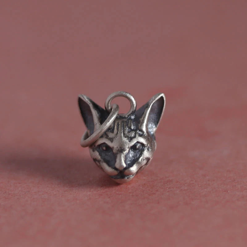 S925 Silver Kitten Head Cat Pendant Necklace Hand Strap Jewelry