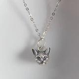 S925 Silver Kitten Head Cat Pendant Necklace Hand Strap Jewelry