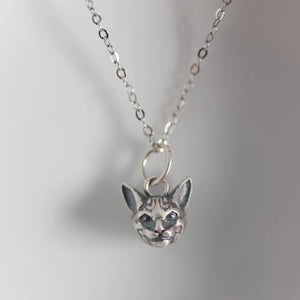 S925 Silver Kitten Head Cat Pendant Necklace Retro Cold Wind Jewelry