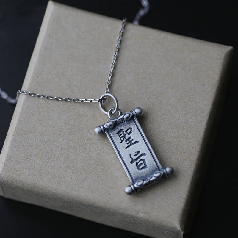 S925 Sterling Silver Necklace Chinese Style Pendant Niche Jewelry