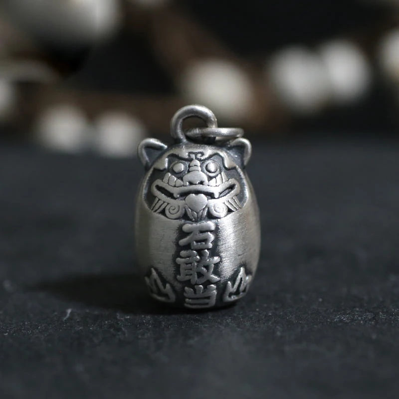 Sterling Silver Tiger Head Necklace Chinese Style Pendant