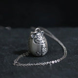 Sterling Silver Tiger Head Necklace Chinese Style Pendant