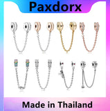 S925 Silver Rainbow Heart Safety Chain Charm Beads for Pando Bracelet