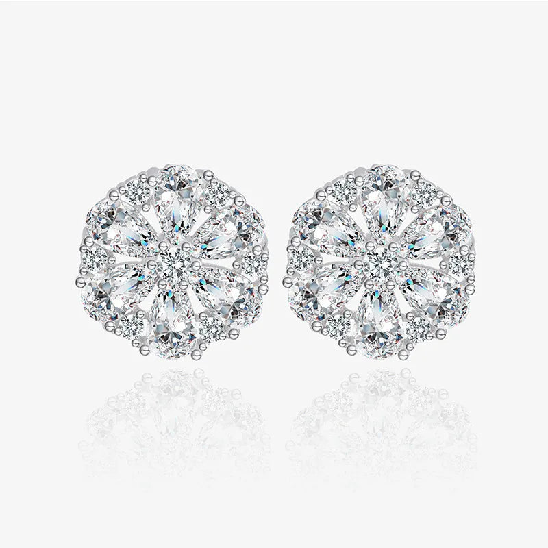 S925 Snowflake Zircon Earrings European American Engagement Jewelry