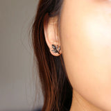 S925 Maple Leaf Branch Stud Earrings Retro Punk Style