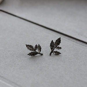 S925 Maple Leaf Branch Stud Earrings Retro Punk Style