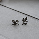 S925 Maple Leaf Branch Stud Earrings Retro Punk Style