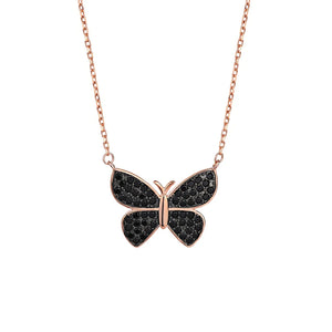 S925 Sterling Silver Diamond Butterfly Necklace Pendant
