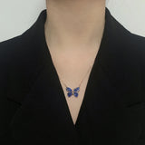 S925 Sterling Silver Diamond Butterfly Necklace Pendant