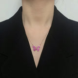 S925 Sterling Silver Diamond Butterfly Necklace Pendant
