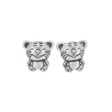 S925 Sterling Silver Tiger Stud Earrings Gift