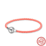 S925 Sterling Sliver Multicolored Leather Bracelet For Women