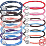 S925 Sterling Sliver Multicolored Leather Bracelet For Women