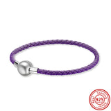 S925 Sterling Sliver Multicolored Leather Bracelet For Women