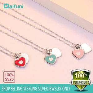 Sterling Silver Pendant Necklace Double Heart to Heart Drift Bottles