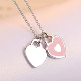 Sterling Silver Pendant Necklace Double Heart to Heart Drift Bottles