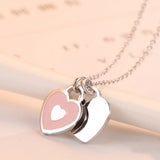 Sterling Silver Pendant Necklace Double Heart to Heart Drift Bottles