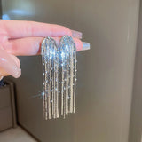 S925 Tassel Stud Earrings Zircon Snake Chain Wedding Party Jewelry Wholesale