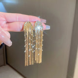 S925 Tassel Stud Earrings Zircon Snake Chain Wedding Party Jewelry Wholesale