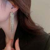 S925 Tassel Stud Earrings Zircon Snake Chain Wedding Party Jewelry Wholesale