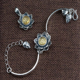 Vintage Thai Silver Woman Pendant & Bracelet Set