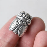 S925 Pure Silver Retro Matte Thai Silver DIY Golden Cicada Bucket Beads