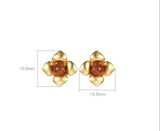 Gold-Plated Red Agate Earrings, S925 Sterling Silver