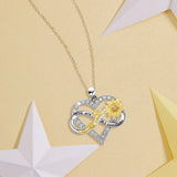 S925 Heart Sunflower Pendant with Diamond Accents