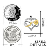 S925 Heart Sunflower Pendant with Diamond Accents